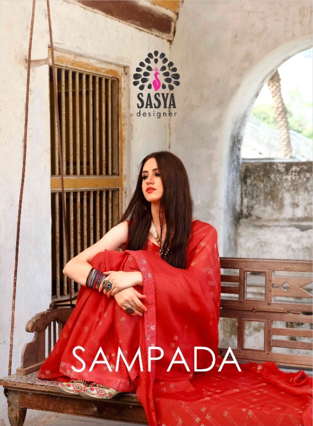 Sasya Designer Sampada Pure Silk Chiffon Fancy Designer Saree Seller