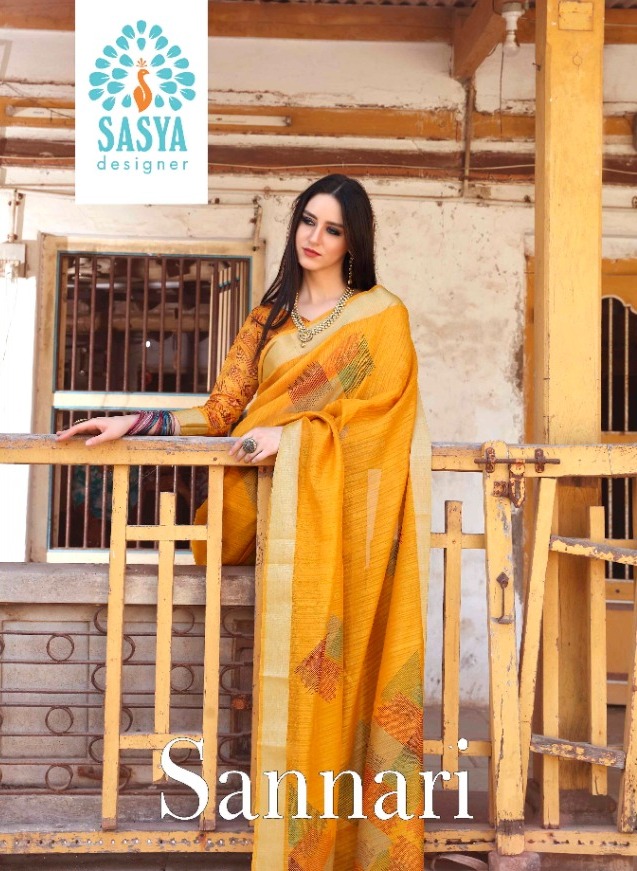 Sasya Designer Sannari Linen Cotton Weaving Silver Zari Saree Collection