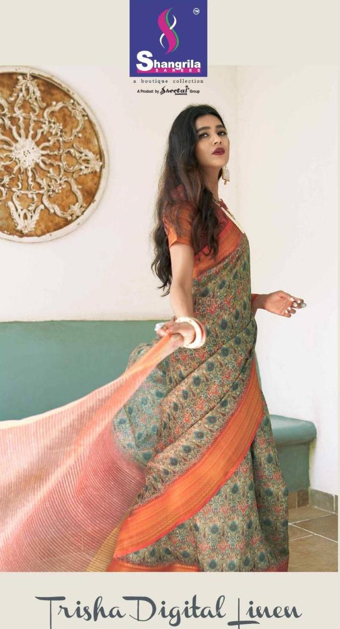 Shangrila Trisha Digital Linen Jacquard Silk Ethnic Wear Saree Wholesale Rate