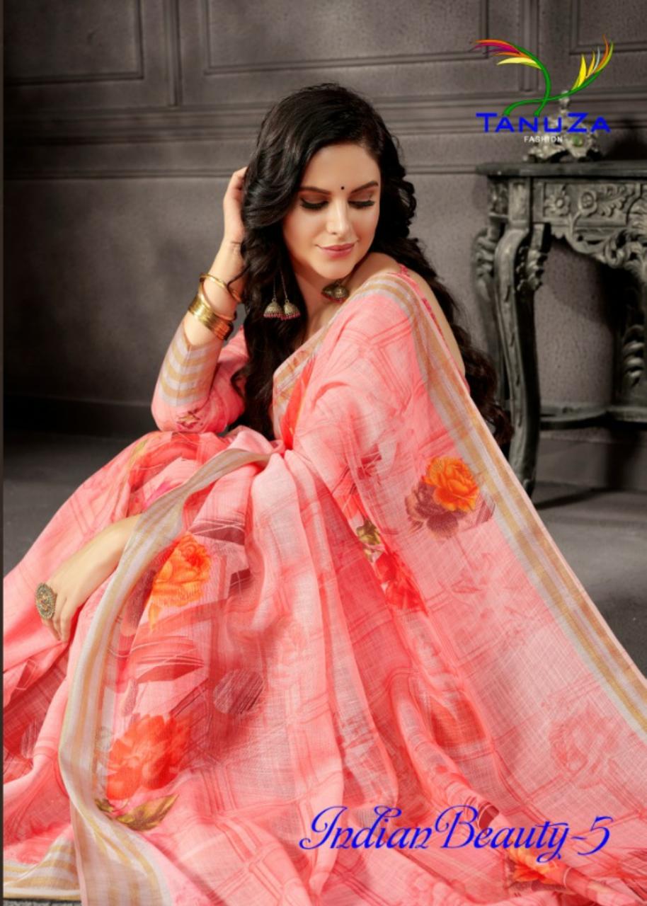 Tanuja Fashion Indian Beauty Vol 5 Linen Digital Printed Designer Saree