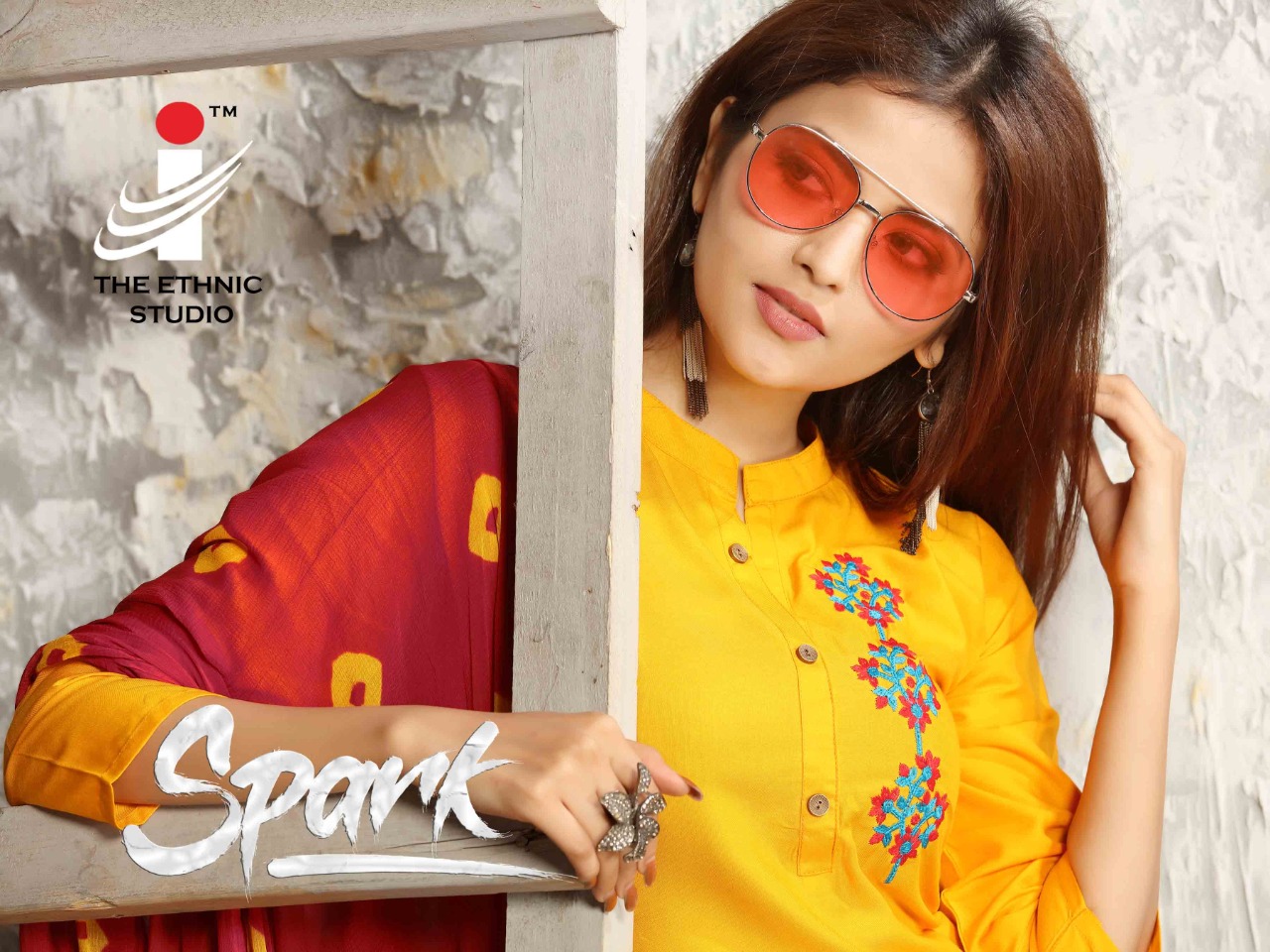 The Ethnic Studio Spark Reyon Top With Plazzo And Dupatta Concept