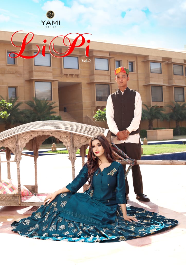 Yami Fashion Launch Lipi Vol 2 Chanderi Maslin Designer Kurta With Skirt Wholesaler
