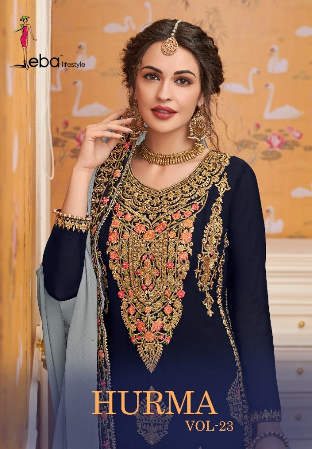 Eba Lifestyle Hurma Vol 23 Blooming Georgette Party Wear Plazzo Style Suit