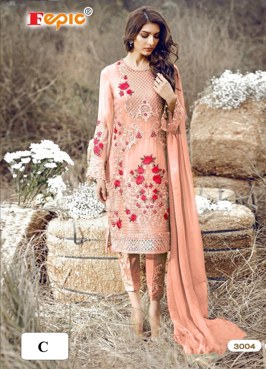 Fepic Design 3004 Colors Pakistani Pattern Georgette Suits