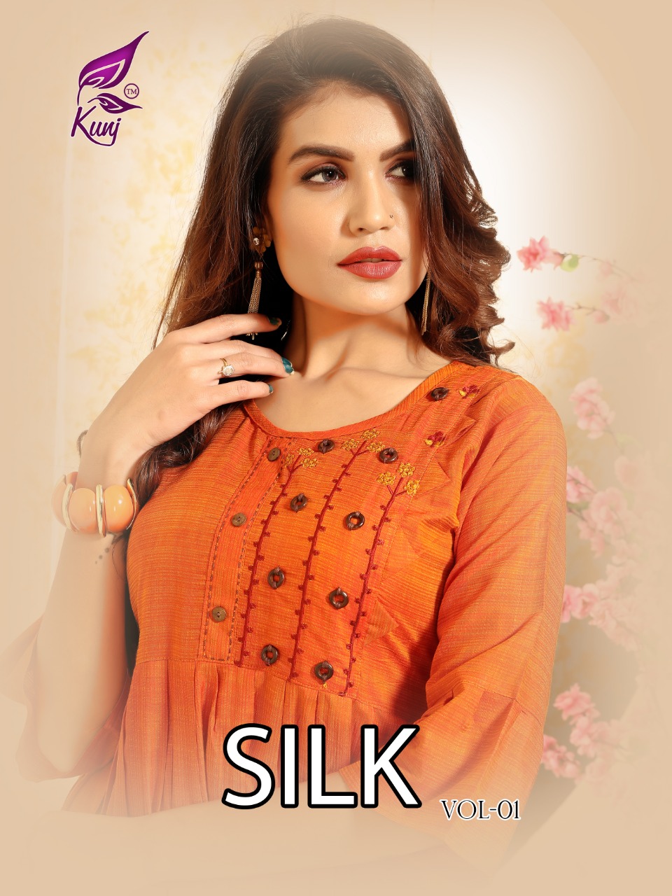 Kunj Present Silk Vol 1 Rayon Silk 101-108 Series Kurti Wholesale Rate