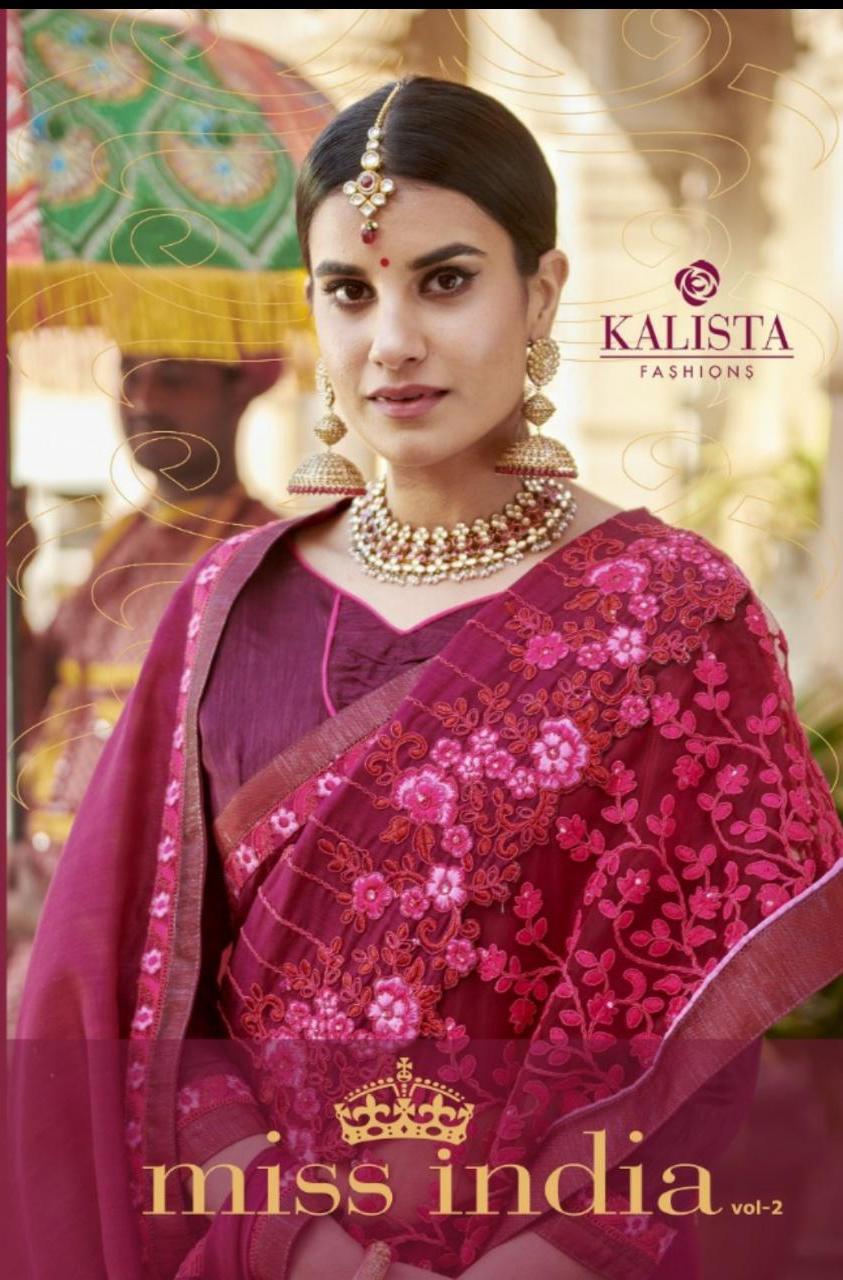 Miss India Vol 2 By Kalista Rangoli Silk Embroidery Work Saree Collection
