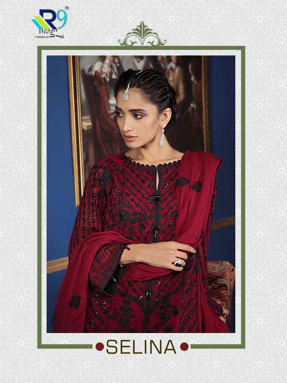 R9 Present Selina Georgette Heavy Embroidery Pakistani Dress Materials