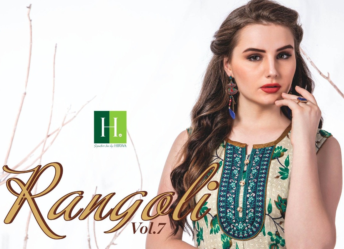 Rangoli Vol 7 By Hirwa Rayon Printed Anarkali Style Kurti At Best Price