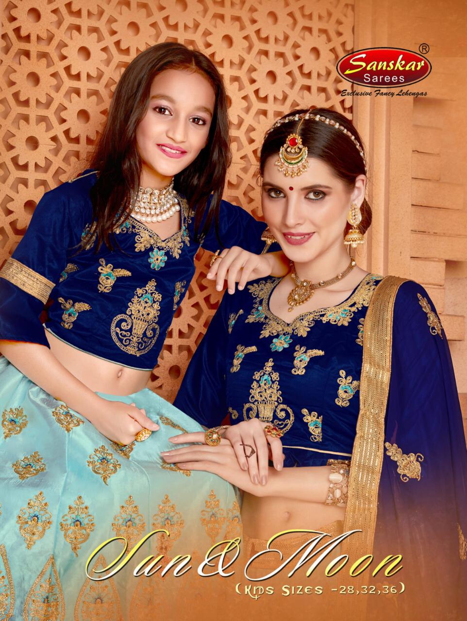 Sanskar Presents Sun And Moon Mother Daughter Lehenga Collection