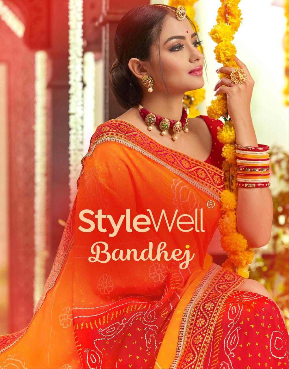 Stylewell Launch Bandhej Hand Print Bandhani Saree Online Saree Store