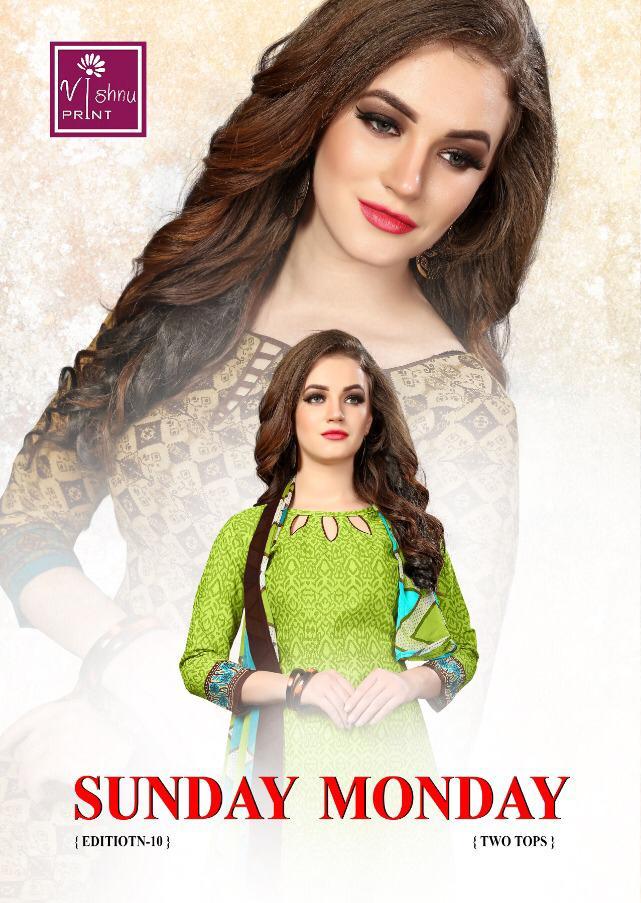 Sunday Monday Vol 10 By Vishnu Crape Material Two Top Dress Collection