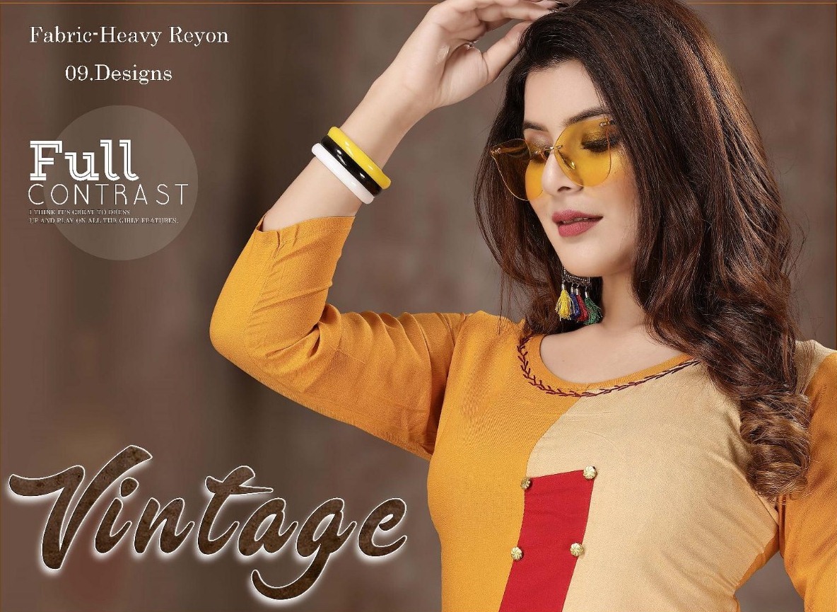 Trendy Present Vintage Rayon Plain Print Concept Kurti At Cheapest Rate