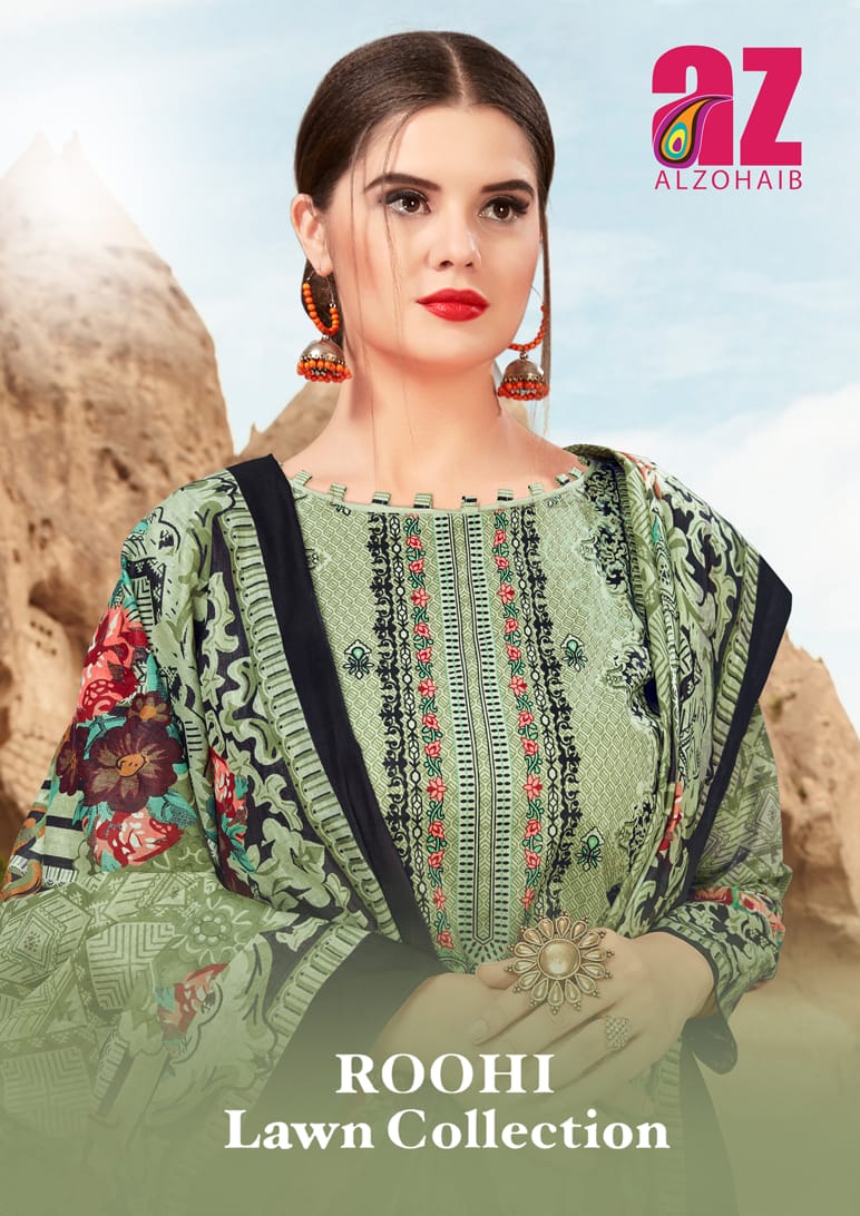 Al Zohaib Roohi Lawn Collection Dress Materials Wholesaler Designer Suits