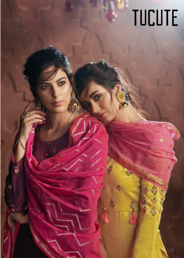 Karma Tucute 720 Series Muga Silk Ready Made Palazzo Style Salwar Kameez