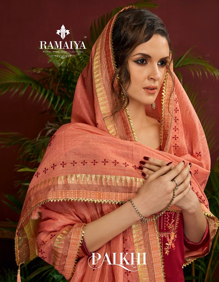 Ramaiya Palkhi Jam Silk With Embroidery Dress Materials Wholesaler