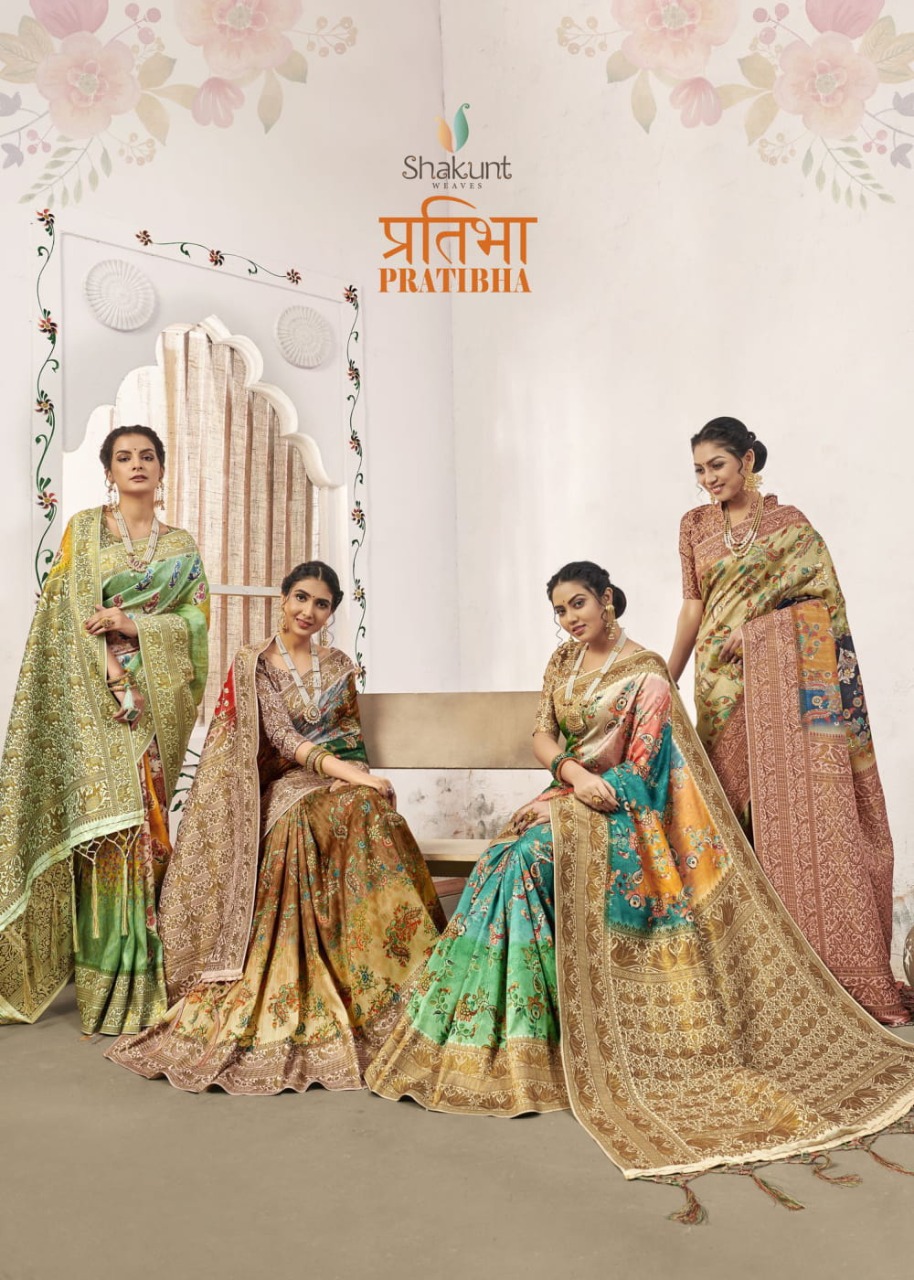 Shakunt Pratibha Pure Silk Digital Print Rich Pallu Saris Online Shopping In India