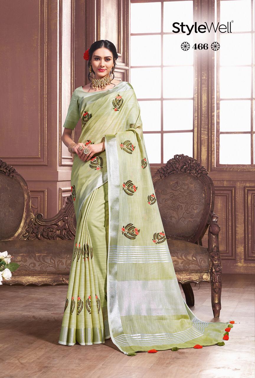 Stylewell Present Kavya Vol 2 Cotton Linen Embroidery Saree Collection