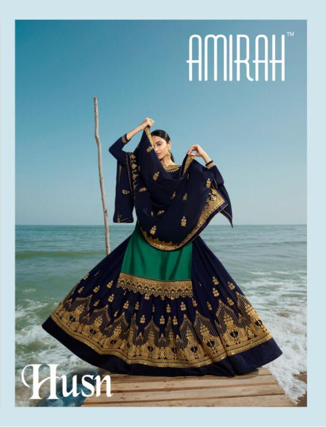 Amirah Present Husn 14051-14058 Series Satin Georgette Lehenga Style Suits