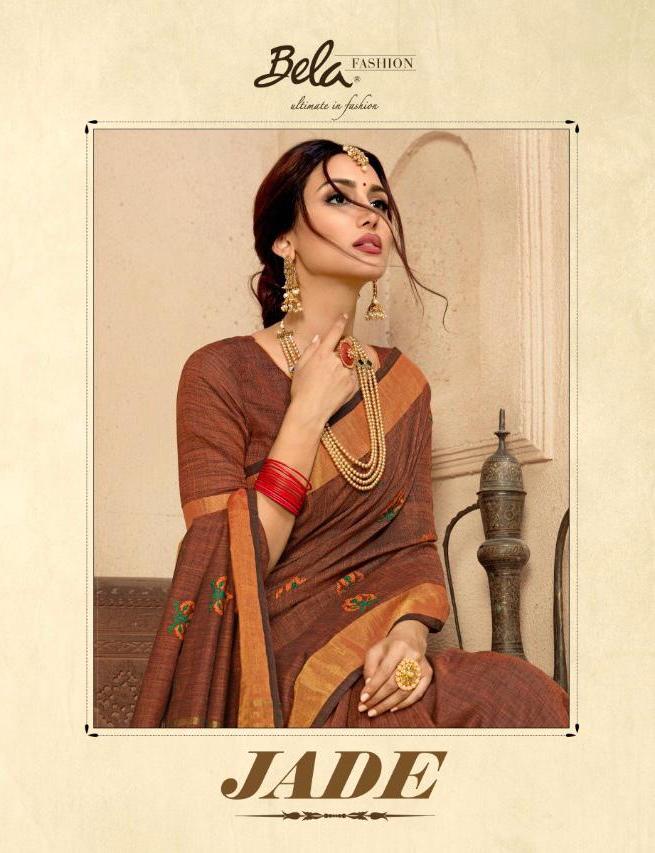 Bela Fashion Jade Linen Work Designer Saree Wholesaler