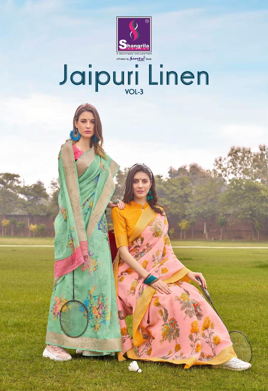 Jaipuri Linen Vol 3 By Shangrila Linen Cotton Printed Saree For Summer