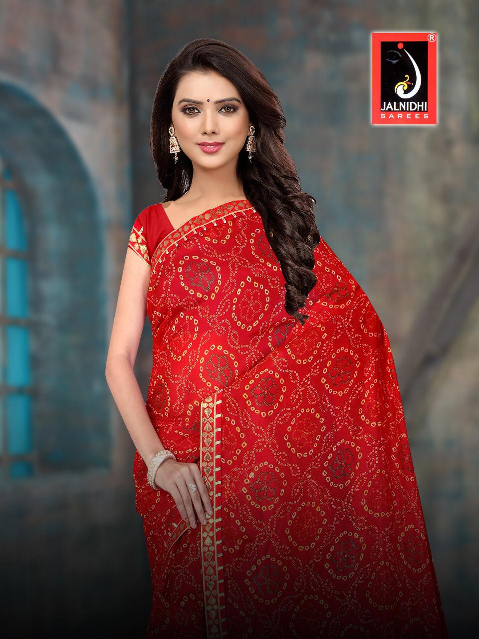 Jalnidhi Sarees Bandhej Red Color Bandhni Saris Buy Online