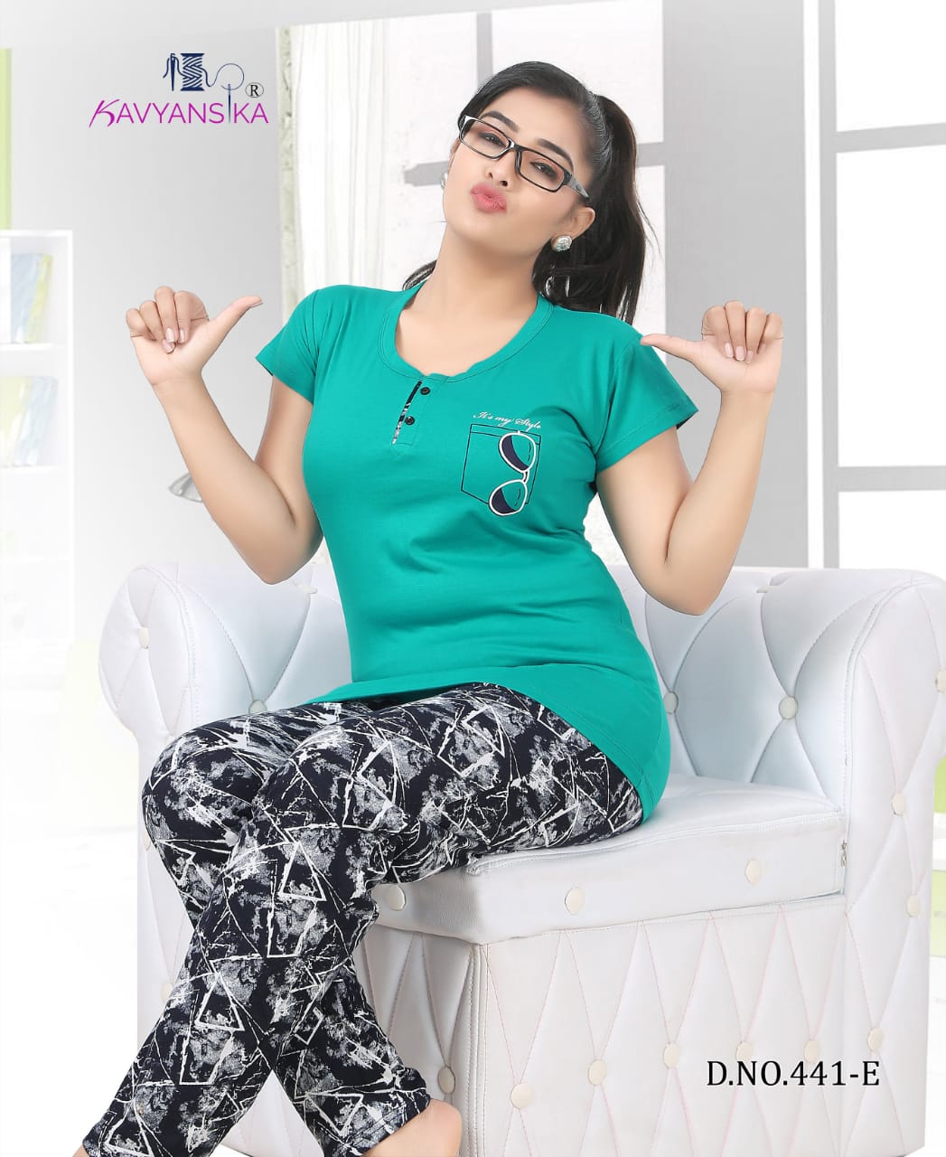 Kavyansika 441 Hosiery Tshirt And Pant Ladies Night Suit Collection