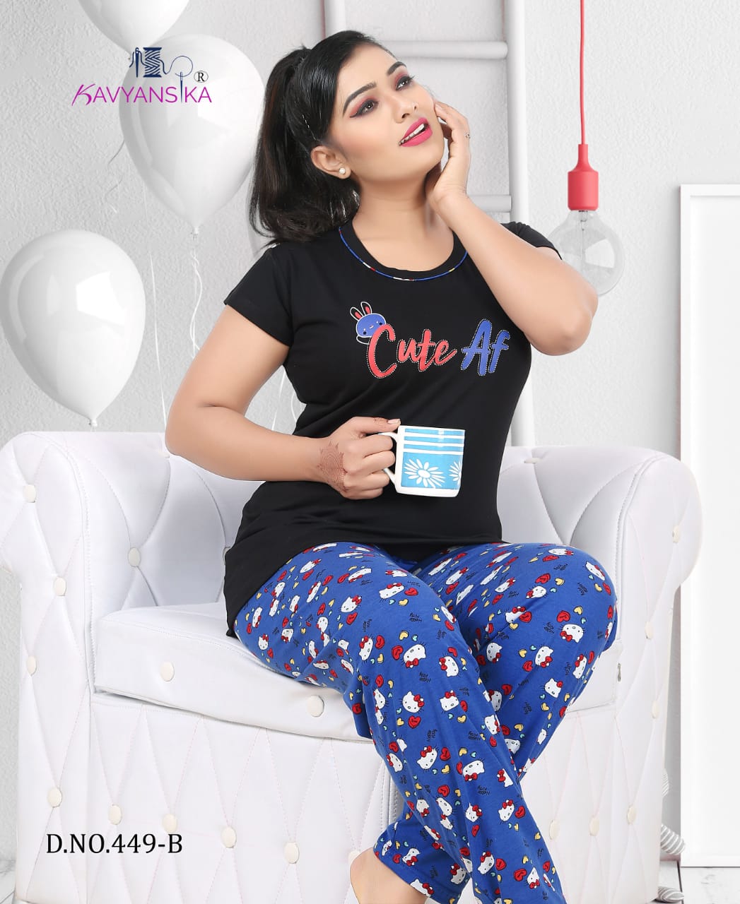 Kavyansika 449 Hosiery Tshirt And Pyjama Night Suit Collection