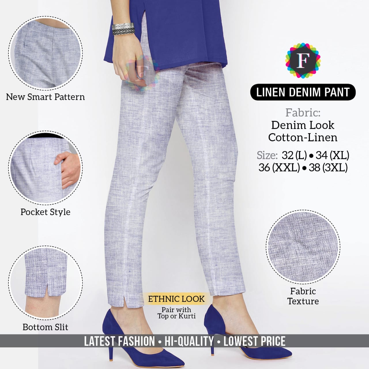 Linen Denim Pant Stylish Bottom Wear For Festive Season