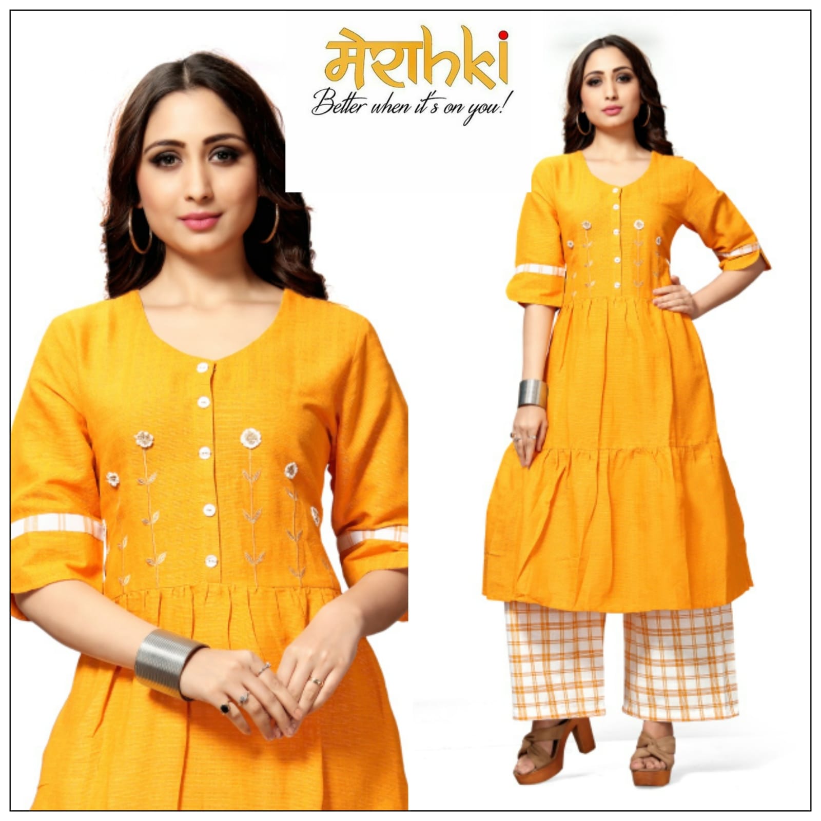 Merahki Happiness Cotton Kurti With Pant Palazzo Concept