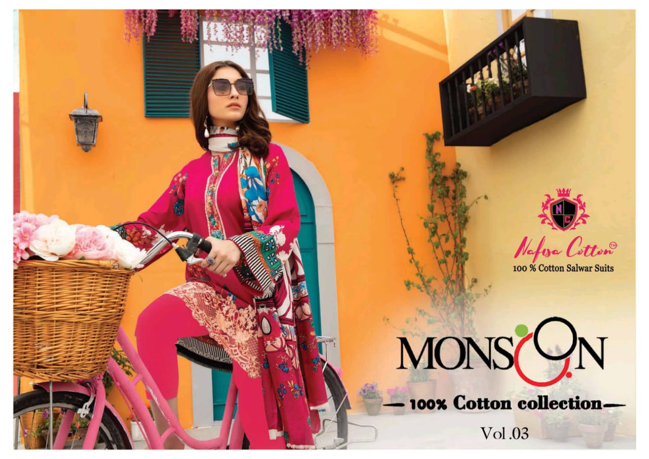 Nafisa Cotton Monsoon Vol 3 Cotton Printed Pakistani Dress Materials