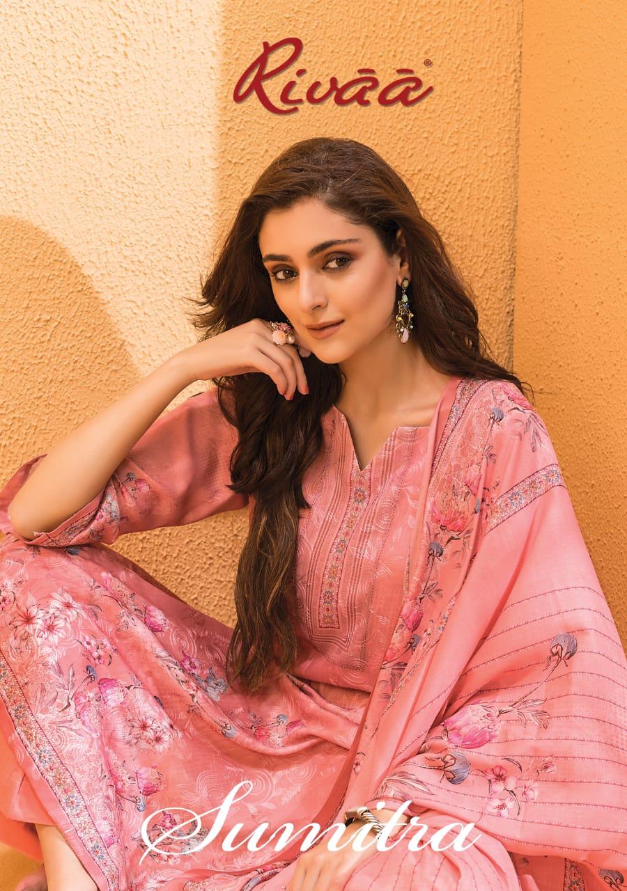 Rivaa Exports Sumitra Jam Satin Digital Print With Embroidery Suits Designs