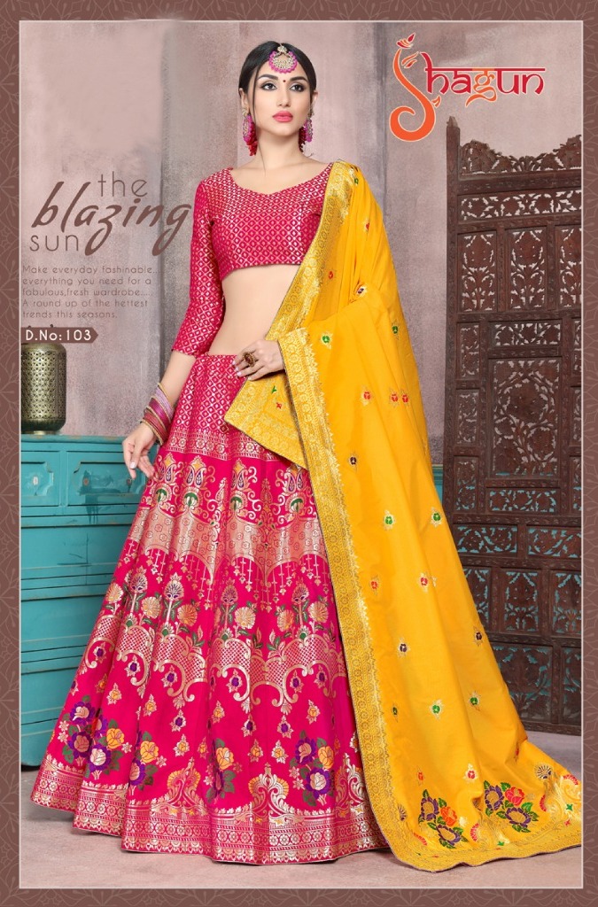 Shagun Present 101-108 Series Banarasi Jacquard Wedding Designer Lehanga