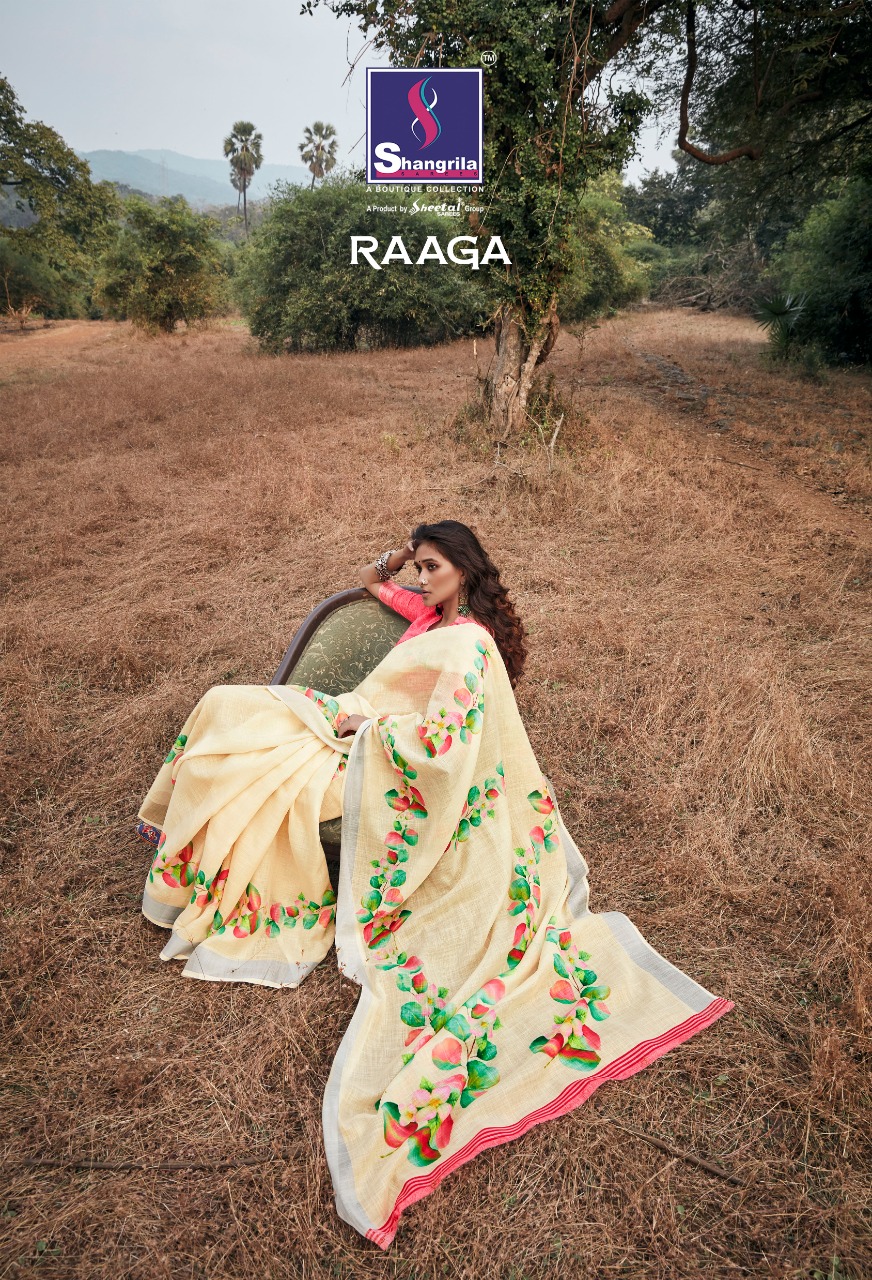 Shangrila Raaga 51741-51752 Series Soft Linen Printed Saris At Best Rates Krishna Creation