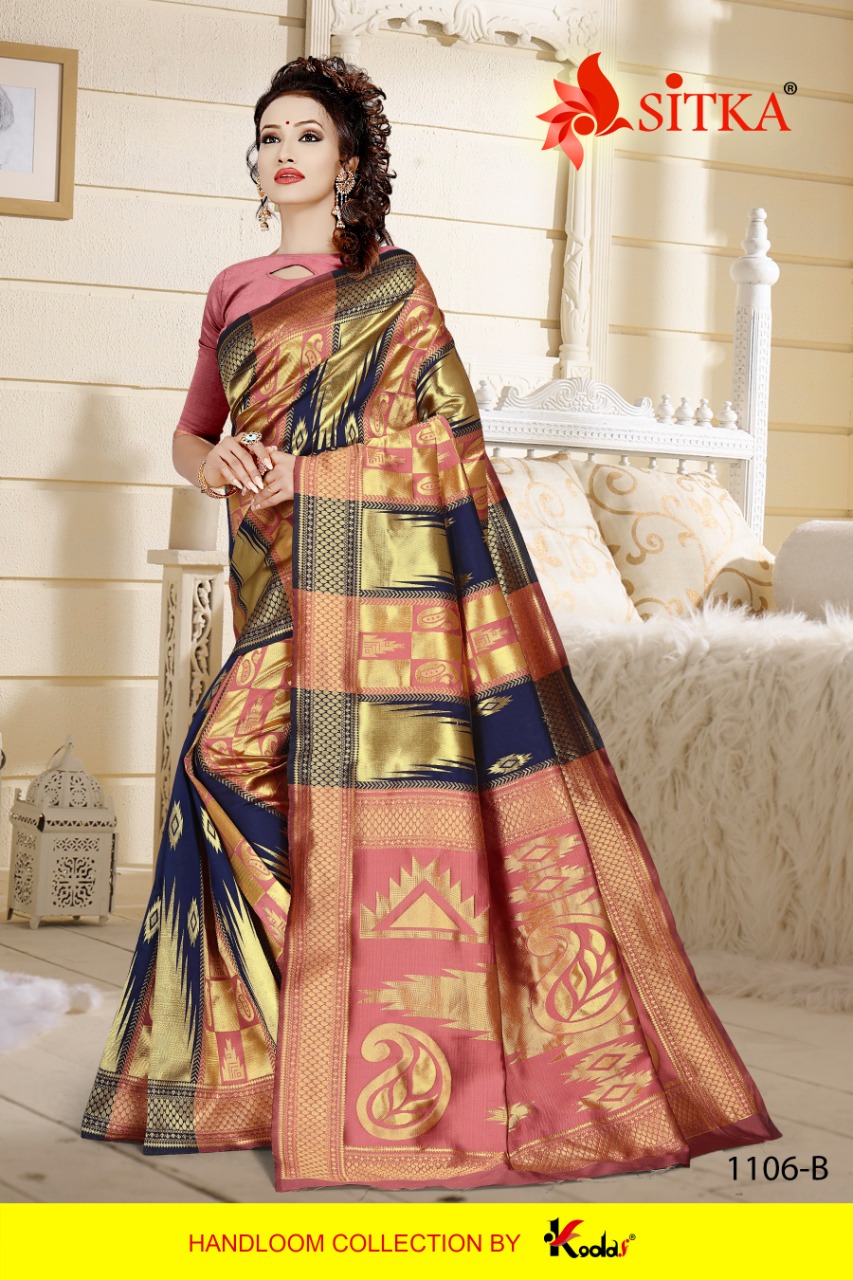 Sitka Natural Silk 1106 Handloom Cotton Silk Casual Wear Saree