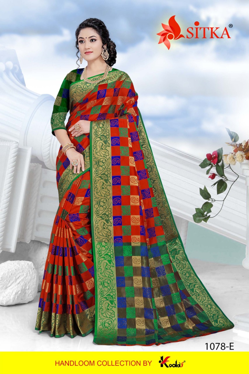 Sitka Rangoon 1078 Handloom Cotton Silk Saree Wholesaler