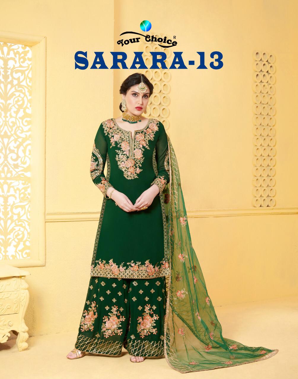 Your Choice Sarara Vol 13 Georgette Embroidery Sharara Stylish Suits Collection