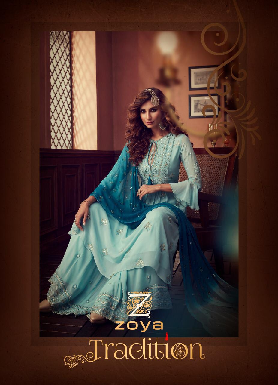 Zoya Tradition 34001-34006 Series Georgette Sharara Style Salwar Suits