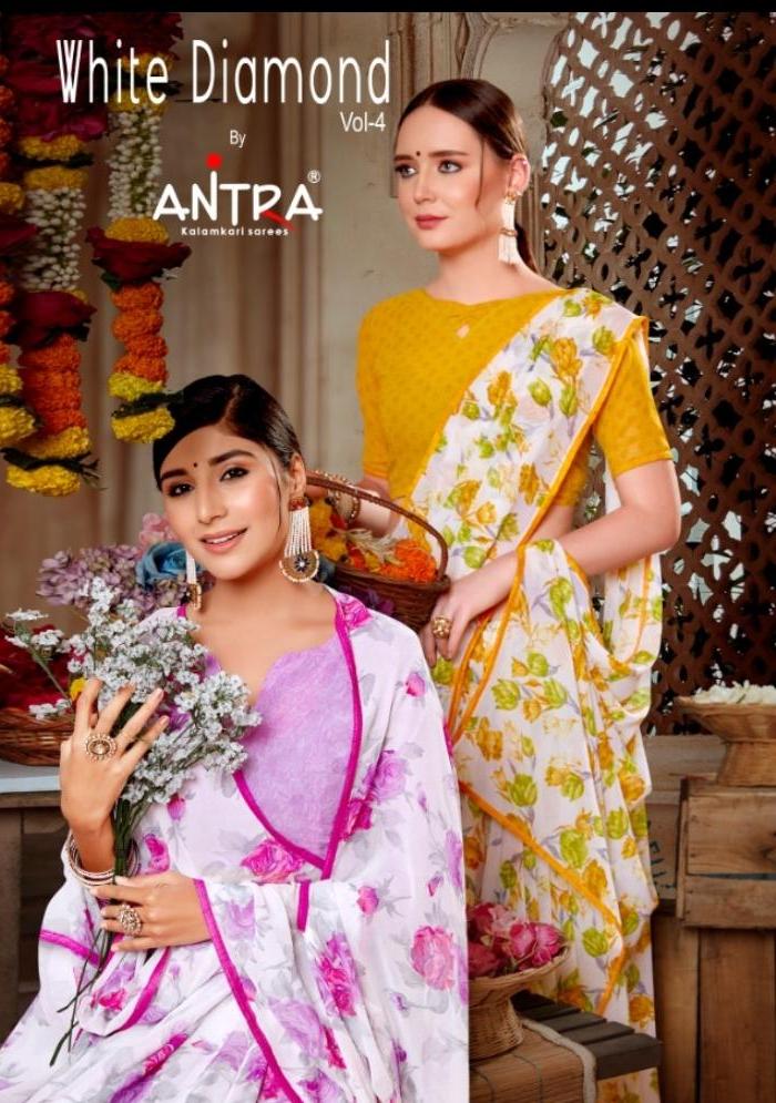 Antra White Diamond Vol 4 Weightless Printed Casual Wear Saree