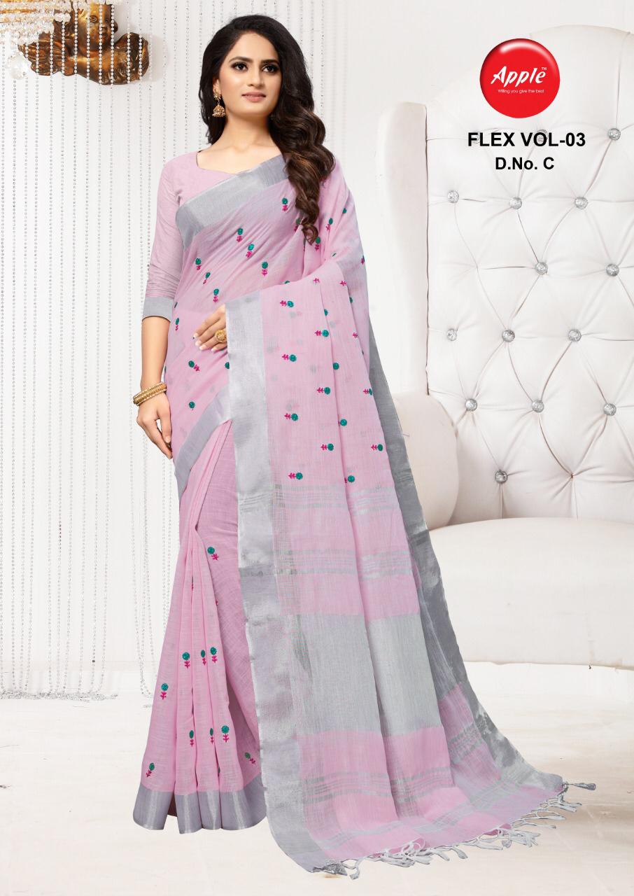 Flax Vol 3 By Apple Linen Silk Embroidery Saree Online Store