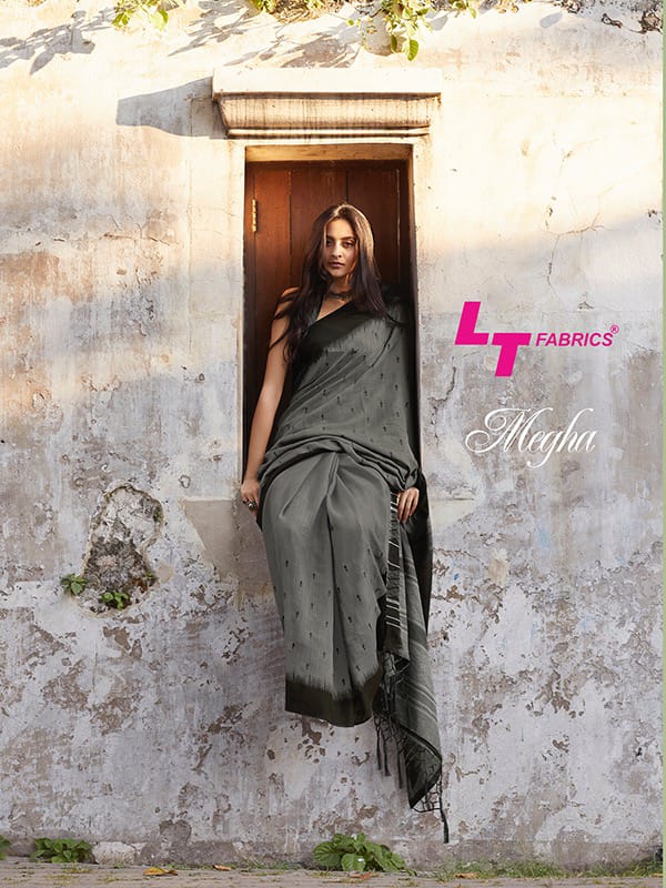 Lt Fashion Megha Linen Silk With Resham Work Summer Wear Saree
