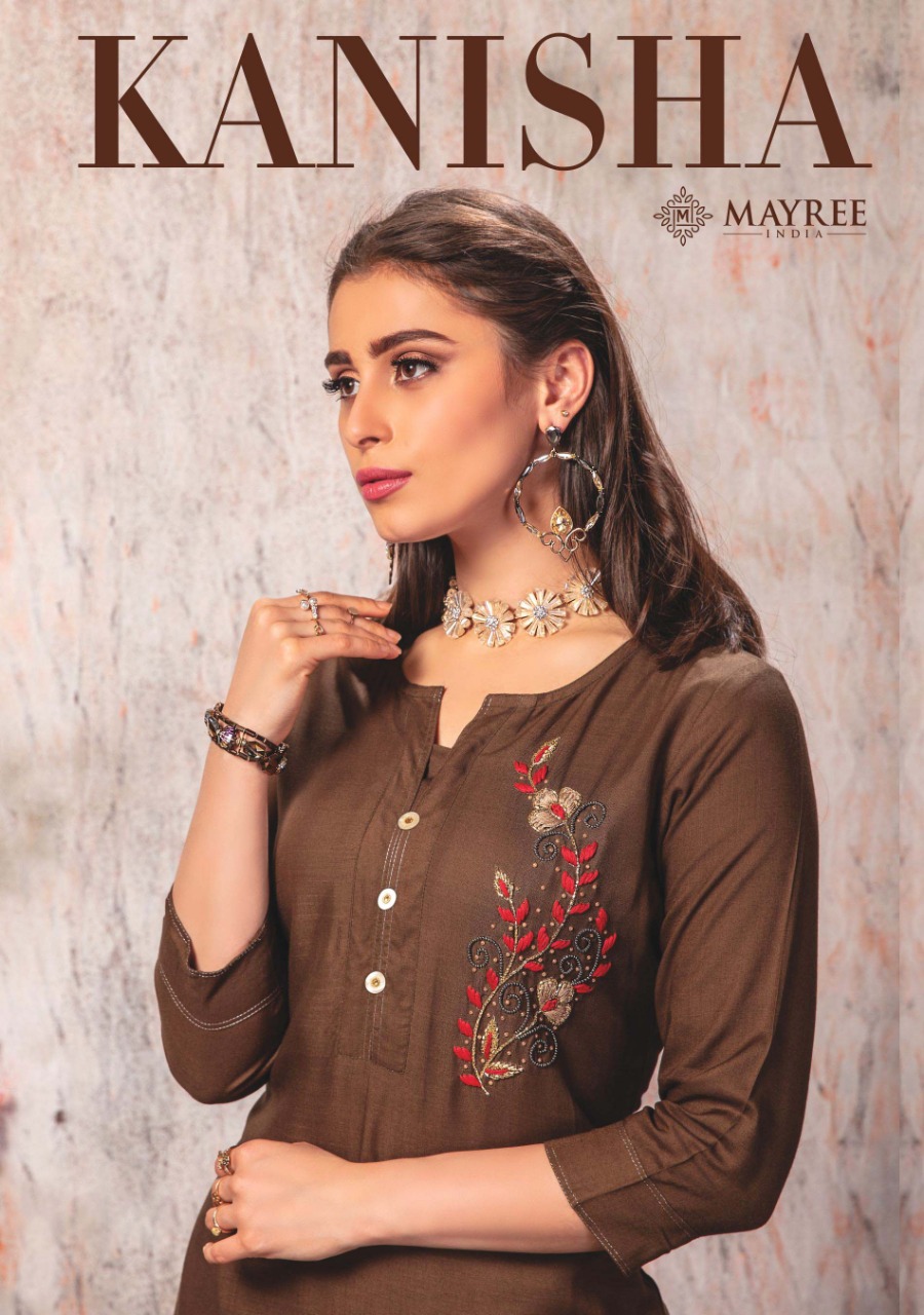Mayree India Present Kanisha Slub Rayon Embroidery Kurti Online Store