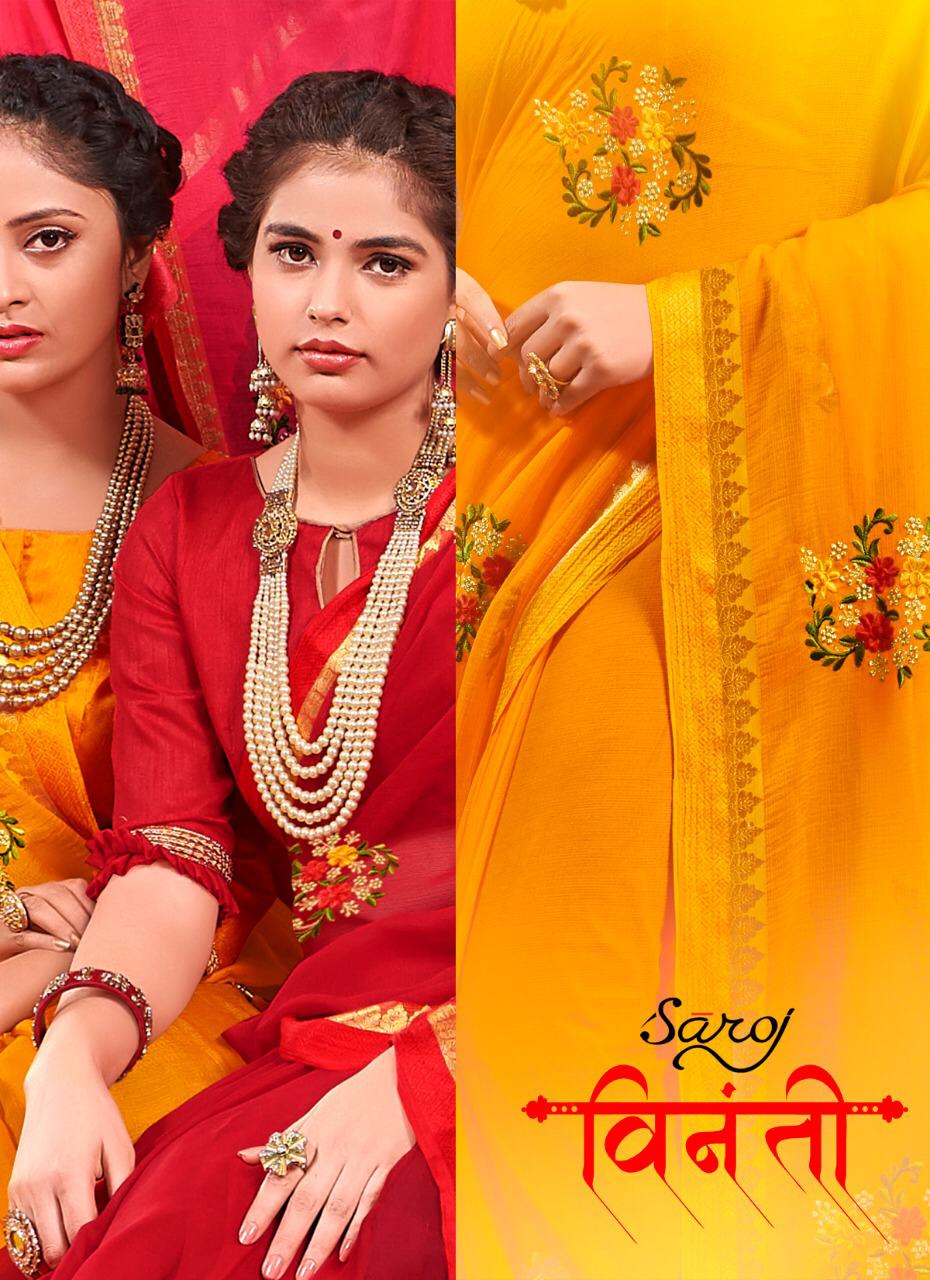 Saroj Vinanti Chiffon With Embroidery Party Wear Saree