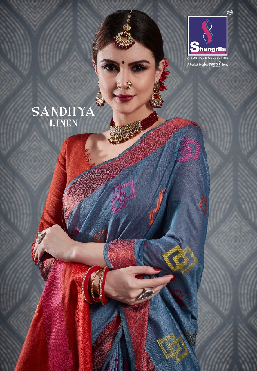 Shangrila Present Sandhya Linen Unique Rang Exclusive Saree Seller