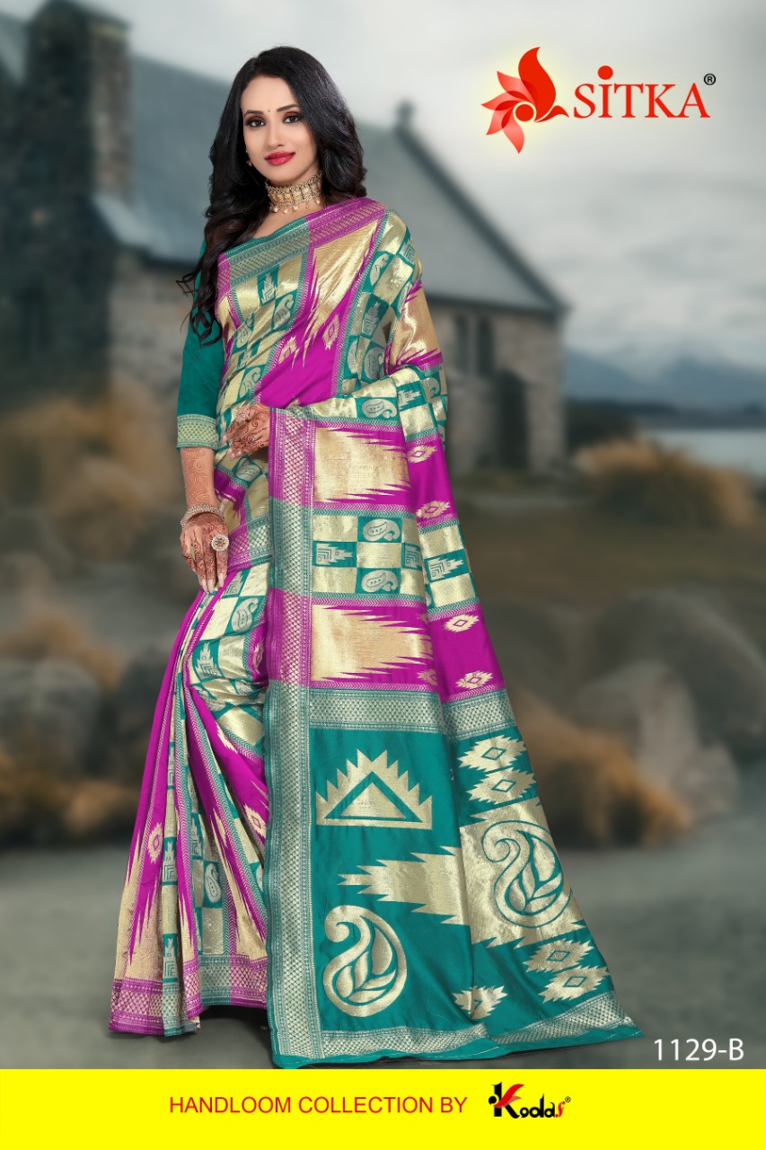 Sitka Natural Silk 1129 Handloom Cotton Silk Fancy Saree