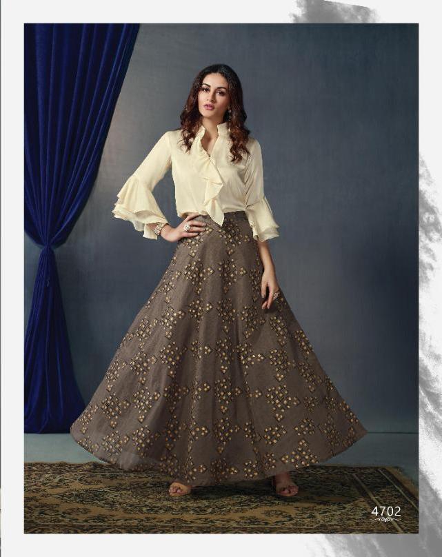 Sparkles Nx By Nitara Silk Chanderi Top With Skirt Collection