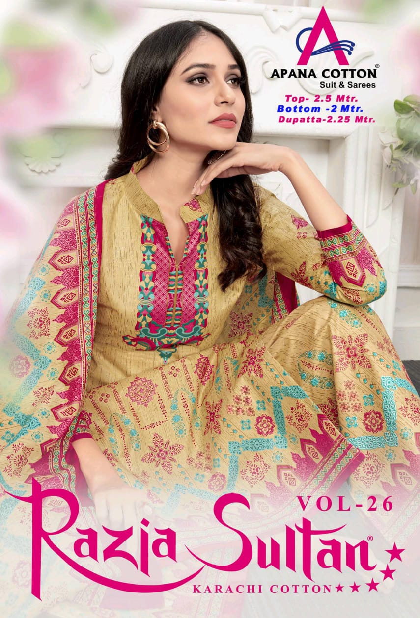 Apana Cotton Razia Sultan Vol 26 Karachi Style Cotton Salwar Suit Seller
