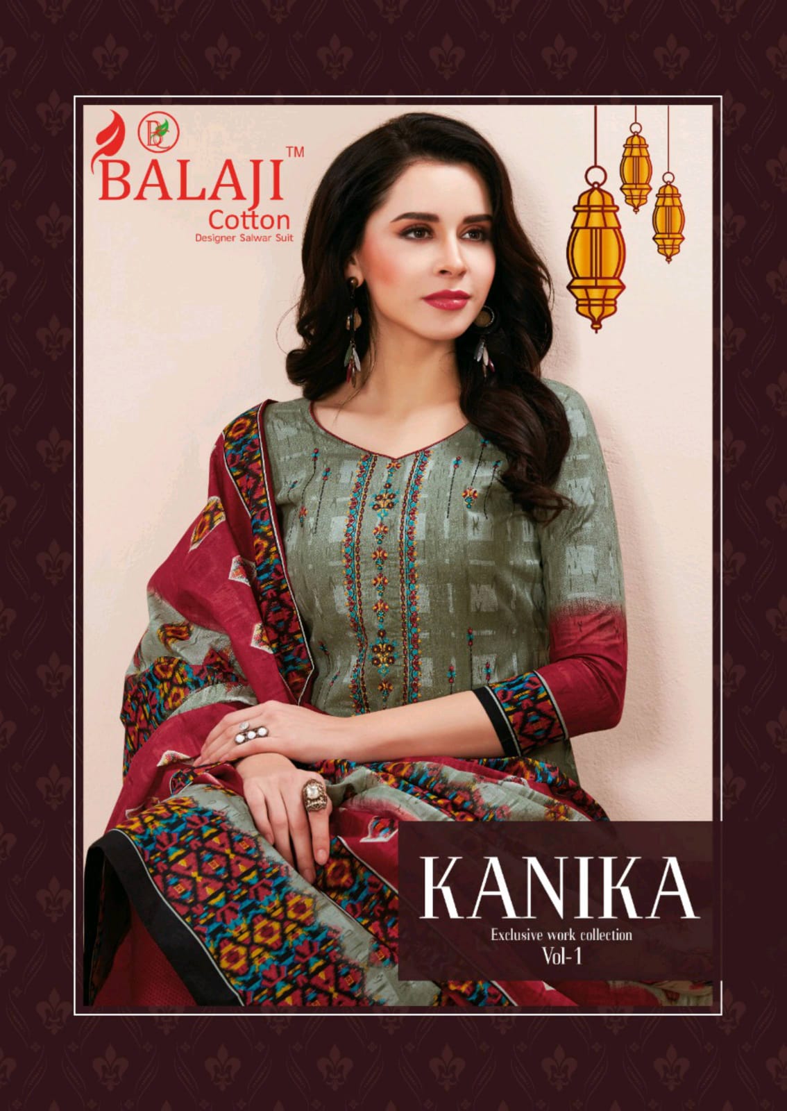Balaji Cotton Kanika Fancy Work Printed Dress Materials Wholesaler