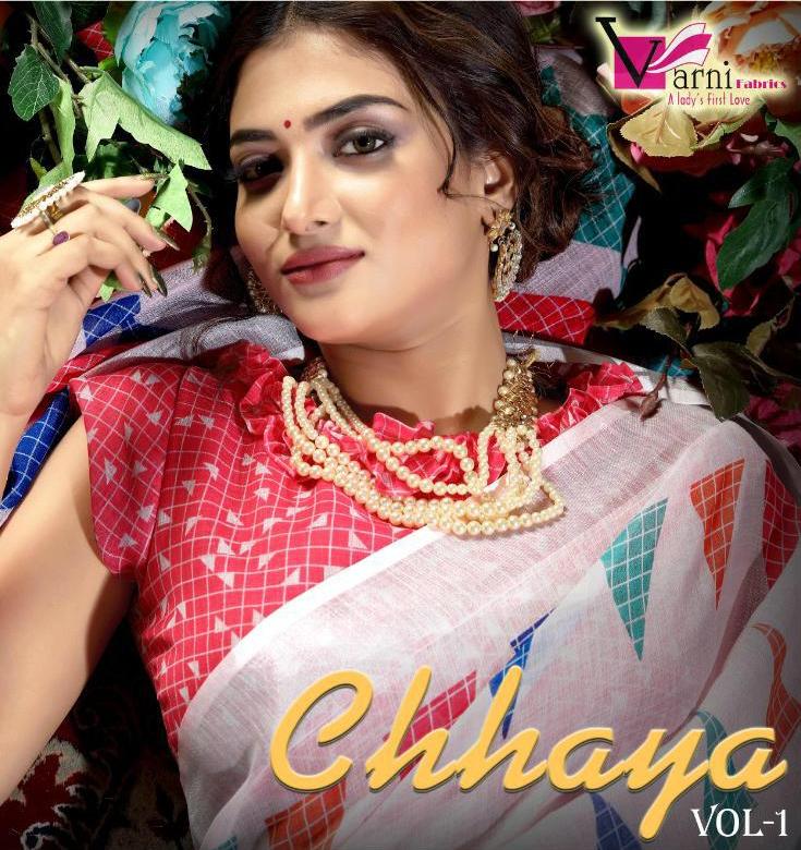 Chhaya Vol 1 By Varni Fabrics Linen Digital Printed Saree