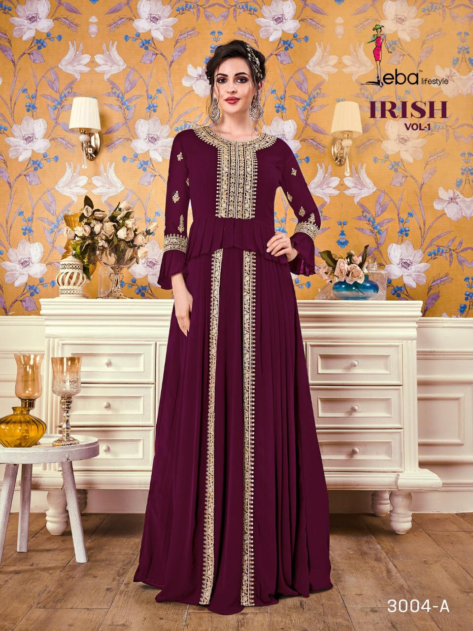 Eba Lifestyle Irish Vol 1 Georgette Long Gown Style Party Wear Kurti