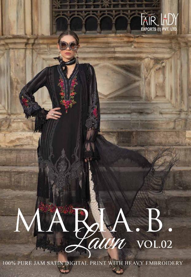 Fairlady Maria B Lawn Vol 2 Jam Satin Digital Print Salwar Suit Trader